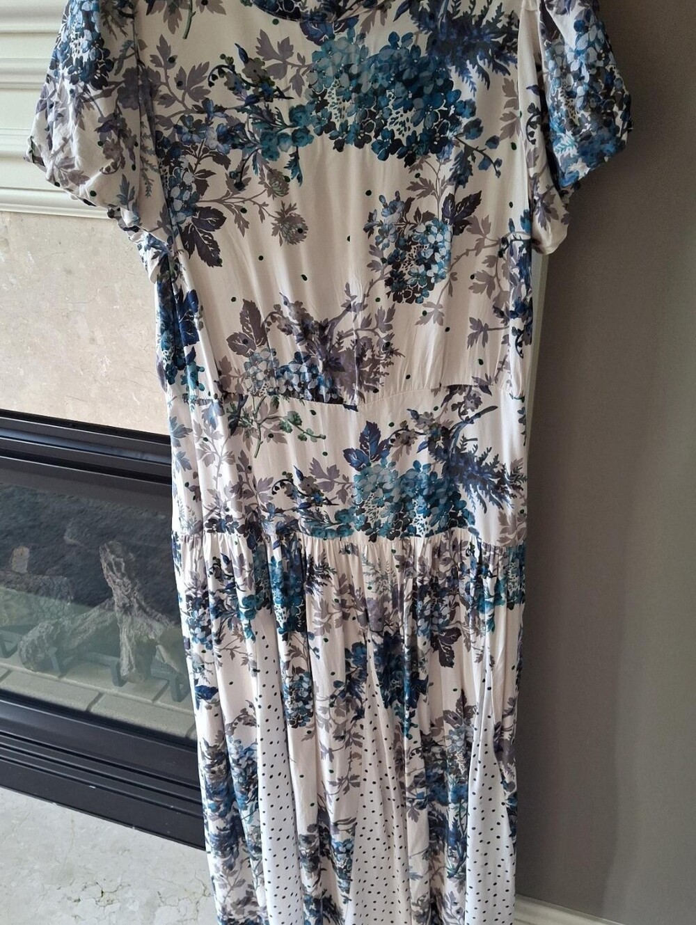 next Cream Maxi Dress with Blue & Gray Floral Print